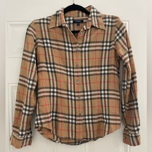 Burberry Plaid Print Long Sleeve Button-Up Flannel
